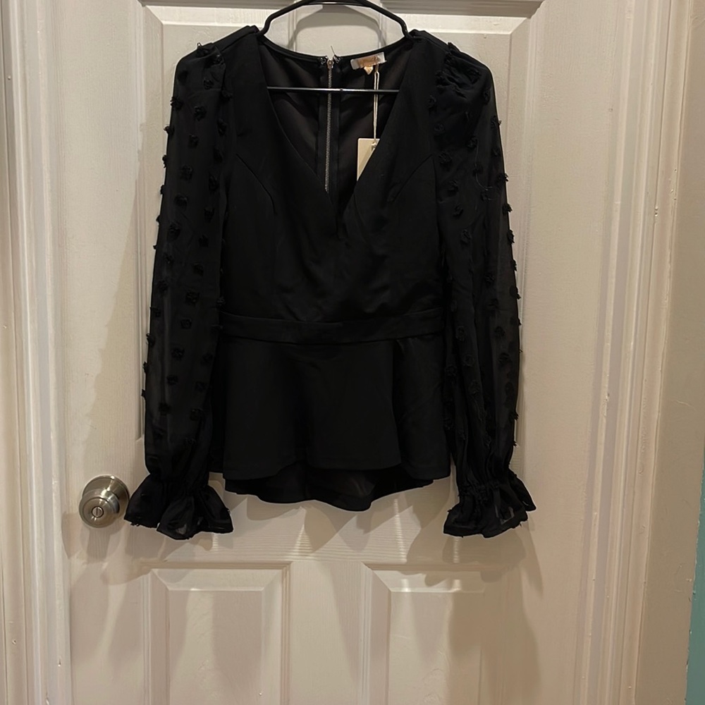 Black Sheer Sleeve Top